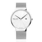Sollen 9015 Series Quartz Watch - Men's Ultra-Thin Minimalist Dial Slim Profile Stainless Steel Mesh Strap Wristwatch