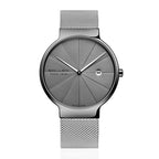 Sollen 9015 Series Quartz Watch - Men's Ultra-Thin Minimalist Dial Slim Profile Stainless Steel Mesh Strap Wristwatch