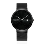 Sollen 9015 Series Quartz Watch - Men's Ultra-Thin Minimalist Dial Slim Profile Stainless Steel Mesh Strap Wristwatch