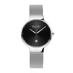 Sollen 9015L Series Quartz Watch - Women's Ultra-Thin Minimalist Dial Slim Profile Stainless Steel Mesh Strap Wristwatch