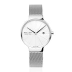 Sollen 9015L Series Quartz Watch - Women's Ultra-Thin Minimalist Dial Slim Profile Stainless Steel Mesh Strap Wristwatch