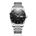 Sollen 9030 Automatic Watch - Men's Diamond-Set Dial Day Date 9-Bead Stainless Steel Bracelet Wristwatch
