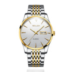 Sollen 9030 Automatic Watch - Men's Diamond-Set Dial Day Date 9-Bead Stainless Steel Bracelet Wristwatch