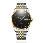Sollen 9030 Automatic Watch - Men's Diamond-Set Dial Day Date 9-Bead Stainless Steel Bracelet Wristwatch