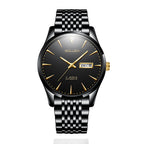 Sollen 9030 Automatic Watch - Men's Diamond-Set Dial Day Date 9-Bead Stainless Steel Bracelet Wristwatch