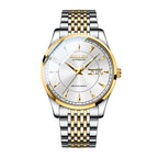 Sollen 9031 Automatic Watch - Men's Sunray Dial Luminous Markers 9-Bead Stainless Steel Bracelet Wristwatch