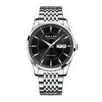 Sollen 9031 Automatic Watch - Men's Sunray Dial Luminous Markers 9-Bead Stainless Steel Bracelet Wristwatch