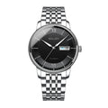 Sollen 9050 Automatic Watch - Men's Dual Calendar Sunray Dial 9-Bead Stainless Steel Bracelet Wristwatch