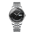 Sollen 9050 Automatic Watch - Men's Dual Calendar Sunray Dial 9-Bead Stainless Steel Bracelet Wristwatch