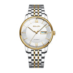 Sollen 9050 Automatic Watch - Men's Dual Calendar Sunray Dial 9-Bead Stainless Steel Bracelet Wristwatch