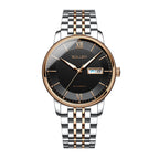 Sollen 9050 Automatic Watch - Men's Dual Calendar Sunray Dial 9-Bead Stainless Steel Bracelet Wristwatch