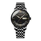 Sollen 9050 Automatic Watch - Men's Dual Calendar Sunray Dial 9-Bead Stainless Steel Bracelet Wristwatch