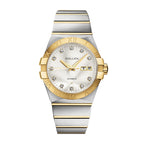 Sollen 9063 Automatic Watch - Men's Dress 12 Crystal Accent Dual Calendar Bamboo Link Steel Bracelet Wristwatch