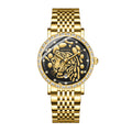 Sollen 9078 Ultra-Thin Automatic Watch - Men's Dress Citizen 9015 Tiger Relief 30 Baguette Bezel 9-Bead Steel Bracelet Wristwatch