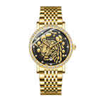 Sollen 9078 Ultra-Thin Automatic Watch - Men's Dress Citizen 9015 Tiger Relief 30 Baguette Bezel 9-Bead Steel Bracelet Wristwatch