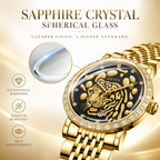 Sollen 9078 Ultra-Thin Automatic Watch - Men's Dress Citizen 9015 Tiger Relief 30 Baguette Bezel 9-Bead Steel Bracelet Wristwatch