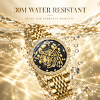 Sollen 9078 Ultra-Thin Automatic Watch - Men's Dress Citizen 9015 Tiger Relief 30 Baguette Bezel 9-Bead Steel Bracelet Wristwatch