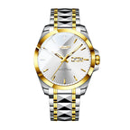 Sollen 9083 Automatic Watch - Men's Dress Citizen 8205 Sunburst Dial Day Date 7-Bead Steel Bracelet Wristwatch