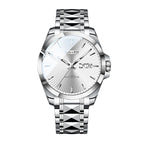 Sollen 9083 Automatic Watch - Men's Dress Citizen 8205 Sunburst Dial Day Date 7-Bead Steel Bracelet Wristwatch