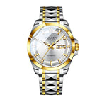 Sollen 9085 Automatic Watch - Men's Dress Citizen 8205 Sunray Dial Day Date 13 Luminous Marker 7-Bead Steel Bracelet Wristwatch
