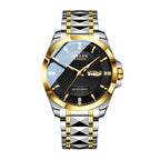 Sollen 9087 Automatic Watch - Men's Dress Citizen 8205 Grid Dial Day Date Crystal Luminous Marker 7-Bead Steel Bracelet Wristwatch
