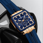 REWARD RD 833569M Quartz Watch - Live Edition Men's Luxury Bold Square Case Full Chronograph Luminous Hands Date Window Sport Silicone Strap Wristwatch