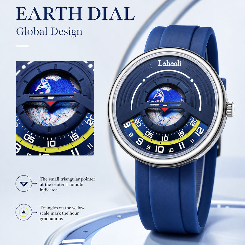 Labaoli LA453 Quartz Watch - Live Edition Men's & Women‘s Tech Sport 44mm Domed Case Futuristic Sunken Orbital Hand Alignment High-Flexibility Silicone Strap Wristwatch