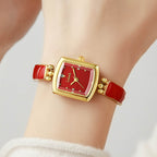 Labaoli LA653 Quartz Watch - Live Edition Women's Elegant 20mm Square Tonneau Case Faceted Diamond-Cut Glass Minimalist Crystal Dial Full IPG Gold Enamel Texture Bangle Bracelet Timepiece