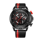 AKOPN AK9016 Live Edition Men's Tactical Watch - Cyberpunk Industrial Design Luminous Hands Date Window Sport Leather Strap Wristwatch