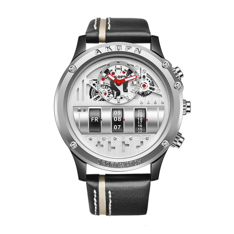 AKOPN AK9022 Live Edition Men's Cyberpunk Watch - Creative Roller Cylinder Calendar Display Heavy Duty Tactical Sport Wristwatch