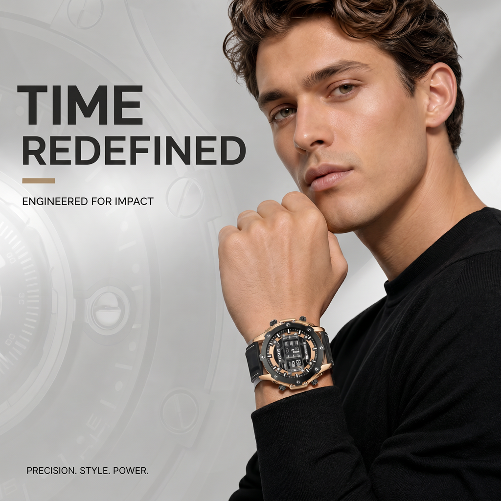 AKOPN AK9033 Quartz Watch - Live Edition Men's Heavy Tactical Armor Case Creative Rolling Roller Cylinder Movement Luminous Accents Sport Silicone Strap Wristwatch