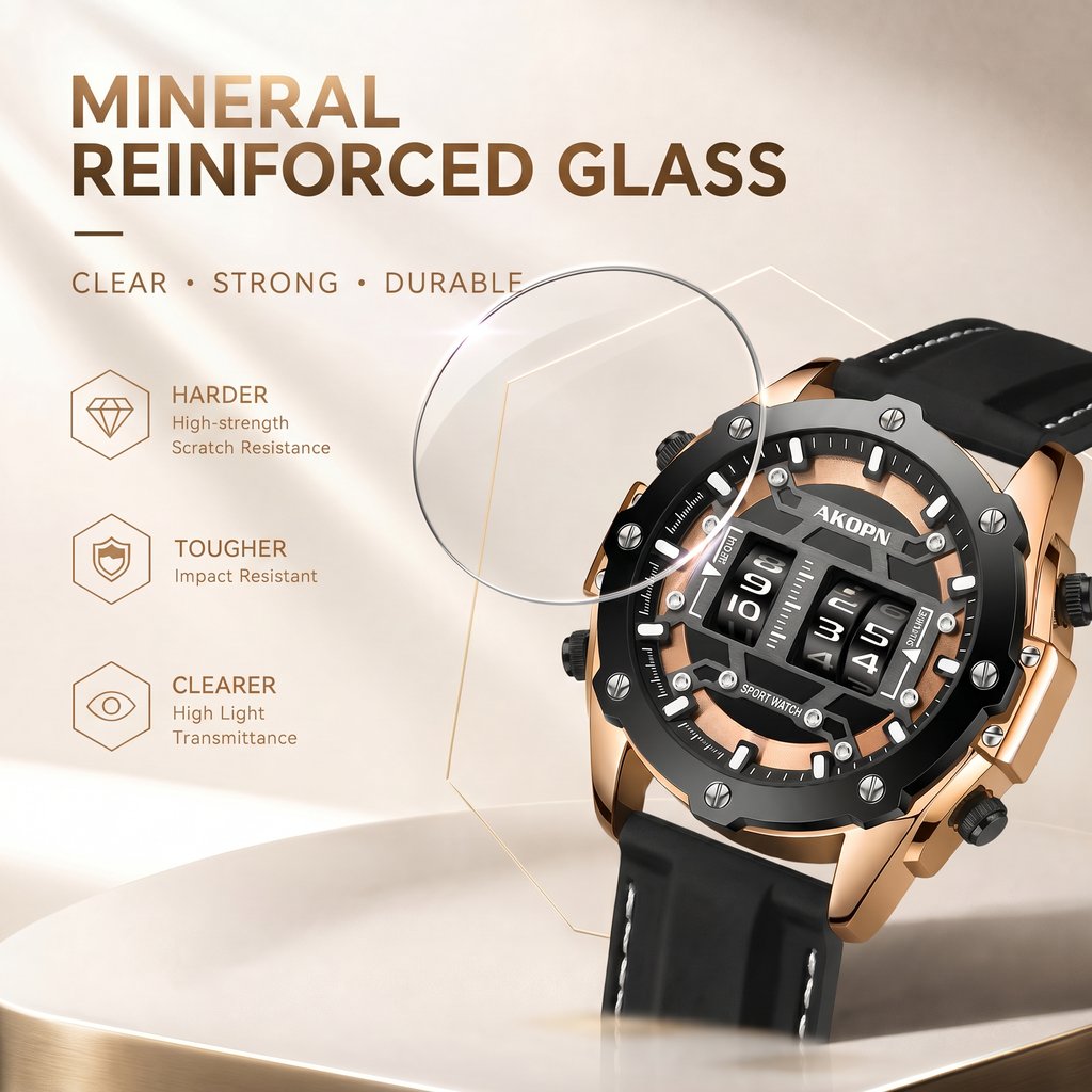 AKOPN AK9033 Quartz Watch - Live Edition Men's Heavy Tactical Armor Case Creative Rolling Roller Cylinder Movement Luminous Accents Sport Silicone Strap Wristwatch
