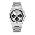 AMANA AMN8609 Live Edition Men's Panda Chronograph Quartz Watch - 40mm Silver Integrated Case Multi-Subdial 4:30 Date Luminous Metal Band Wristwatch