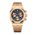 AMANA AMN8617 Live Edition Men's Royal Oak Style Chronograph Quartz Watch - 45mm Octagon Screw Bezel Grid Pattern Dial 4:30 Date Metal Band Wristwatch