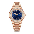 AMANA AMN8622 Live Edition Men's Luxury Classic Quartz Watch - 43mm Crystal Bezel Grid Pattern Blue Dial 3H Date Stainless Steel Bracelet Wristwatch