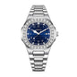 AMANA AMN8622 Live Edition Men's Luxury Classic Quartz Watch - 43mm Crystal Bezel Grid Pattern Blue Dial 3H Date Stainless Steel Bracelet Wristwatch