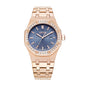 AMANA AMN8628 Live Edition Men's Luxury Classic Quartz Watch - 42mm Crystal Octagon Bezel Grid Pattern Blue Dial 3H Date Stainless Steel Bracelet Wristwatch