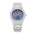 AMANA AMN8628 Live Edition Men's Luxury Classic Quartz Watch - 42mm Crystal Octagon Bezel Grid Pattern Blue Dial 3H Date Stainless Steel Bracelet Wristwatch