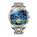 AIYISHI ASY2316 Quartz Watch - Live Edition Men's Luxury 41mm Flywheel Mechanical Style Face Luminous Hands Steel Link Bracelet Wristwatch