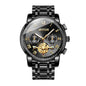 AIYISHI ASY2316 Quartz Watch - Live Edition Men's Luxury 41mm Flywheel Mechanical Style Face Luminous Hands Steel Link Bracelet Wristwatch