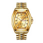 AIYISHI ASY2328 Quartz Watch - Live Edition Men's Luxury Geometric Tonneau 8-Crystal Index Luminous Hands Day-Date 3D Pyramid Steel Link Bracelet Wristwatch