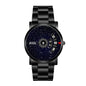 AIYISHI AYS1620 Quartz Watch - Live Edition Men's Creative Rotating Turntable Dial Slim All-Black Steel Link Bracelet Wristwatch