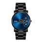 AIYISHI AYS1620 Quartz Watch - Live Edition Men's Creative Rotating Turntable Dial Slim All-Black Steel Link Bracelet Wristwatch