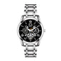 AIYISHI AYS1806 Quartz Watch - Live Edition Men's Skeleton Illusion Dial 3-Hand Luminous Steel Link Bracelet Wristwatch
