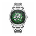 AIYISHI AYS2805G Live Edition Men's Skeleton Style Quartz Watch - 40mm Silver Case Tachymeter Bezel Date Window Metal Band Wristwatch