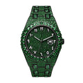 BB8243 Live Edition Men's Fully Iced Out Octagonal Quartz Watch - 43mm Gem Bezel Arabic-Indic Numerals Pave Diamond Dial Cyclops Date Metal Band Wristwatch