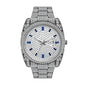 BELBI BELBL-8137 Live Edition Men's Iced Out Watch - Luxury Full Crystals Encrusted Round Case Pave Dial Ruby Red Indices 3H Date Metal Band Hiphop Wristwatch