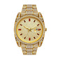 BELBI BELBL-8137 Live Edition Men's Iced Out Watch - Luxury Full Crystals Encrusted Round Case Pave Dial Ruby Red Indices 3H Date Metal Band Hiphop Wristwatch