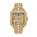 BELBI BELBL-8238 Live Edition Men's Iced Out Watch - Luxury Large Crystal Bezel Pave Dial Rainbow Roman Numerals 6H Date Metal Band Hiphop Wristwatch