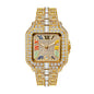 BELBI BELBL-8238 Live Edition Men's Iced Out Watch - Luxury Large Crystal Bezel Pave Dial Rainbow Roman Numerals 6H Date Metal Band Hiphop Wristwatch